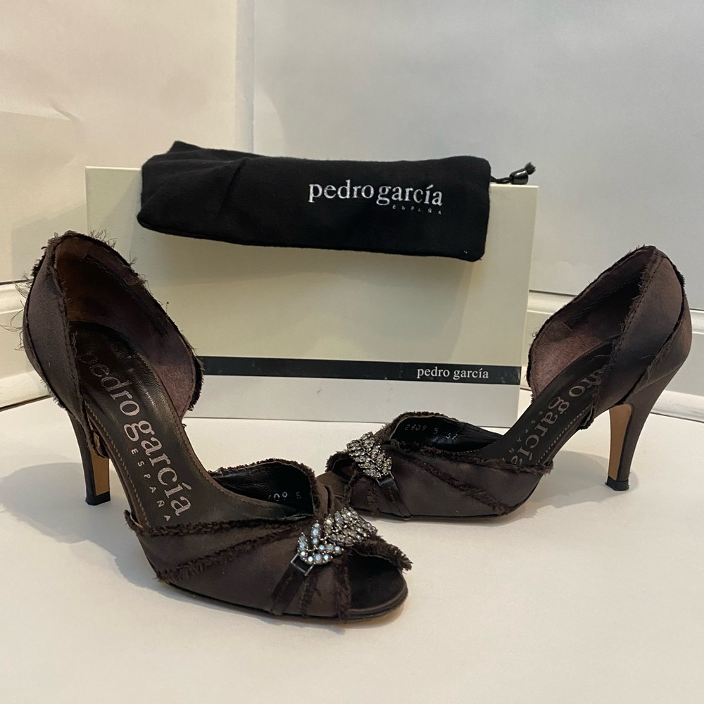 Pedro Garcia Dior Java Brown Satin Heels